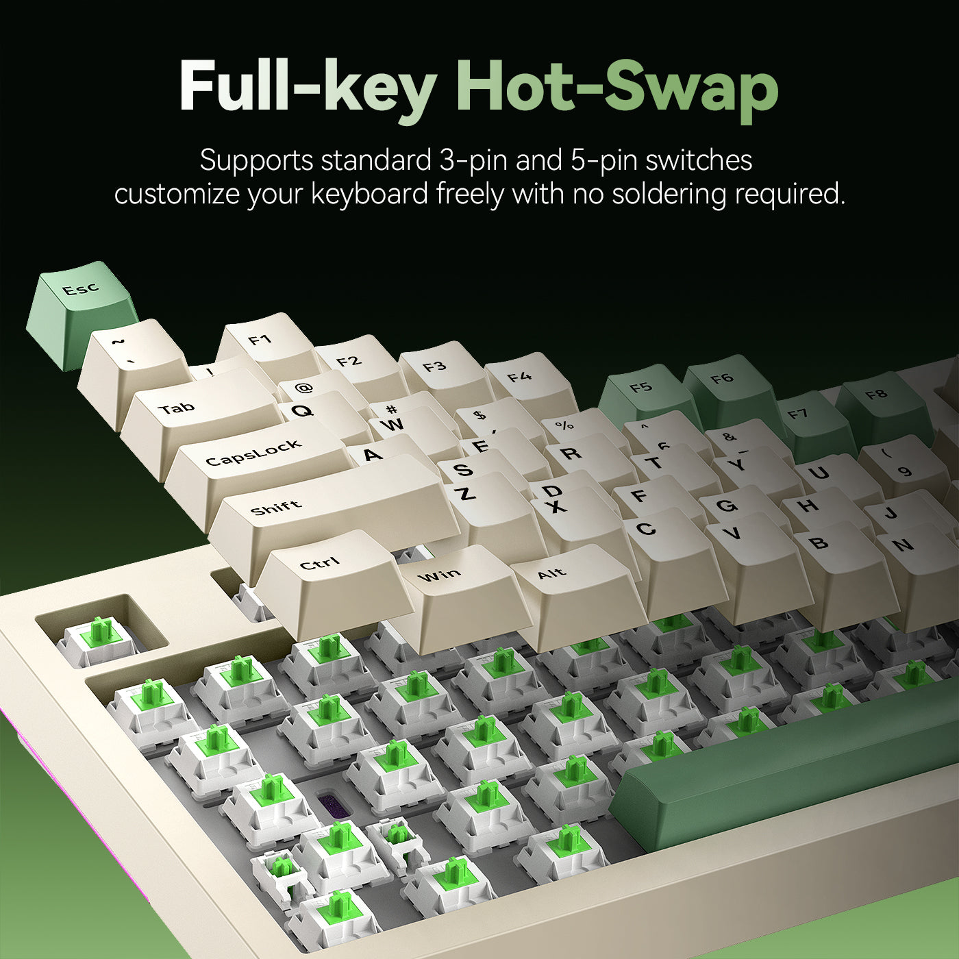 Siukie PL87W Clavier mécanique RVB 87 touches commutateurs amovibles 3 modes