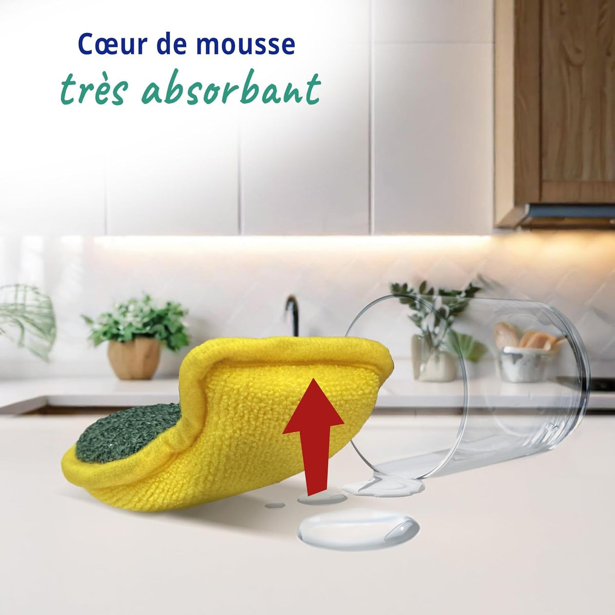 SPONTEX Flex & Wash Éponges réutilisables lavables en machine non abrasives 4 éponges