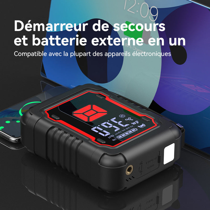 Porbi X9 Démarreur avec Compresseur d'Air 3000A Démarreur Portable de Voiture, Booster de Batterie 20000mAh & Gonfleur de Pneus 150PSI