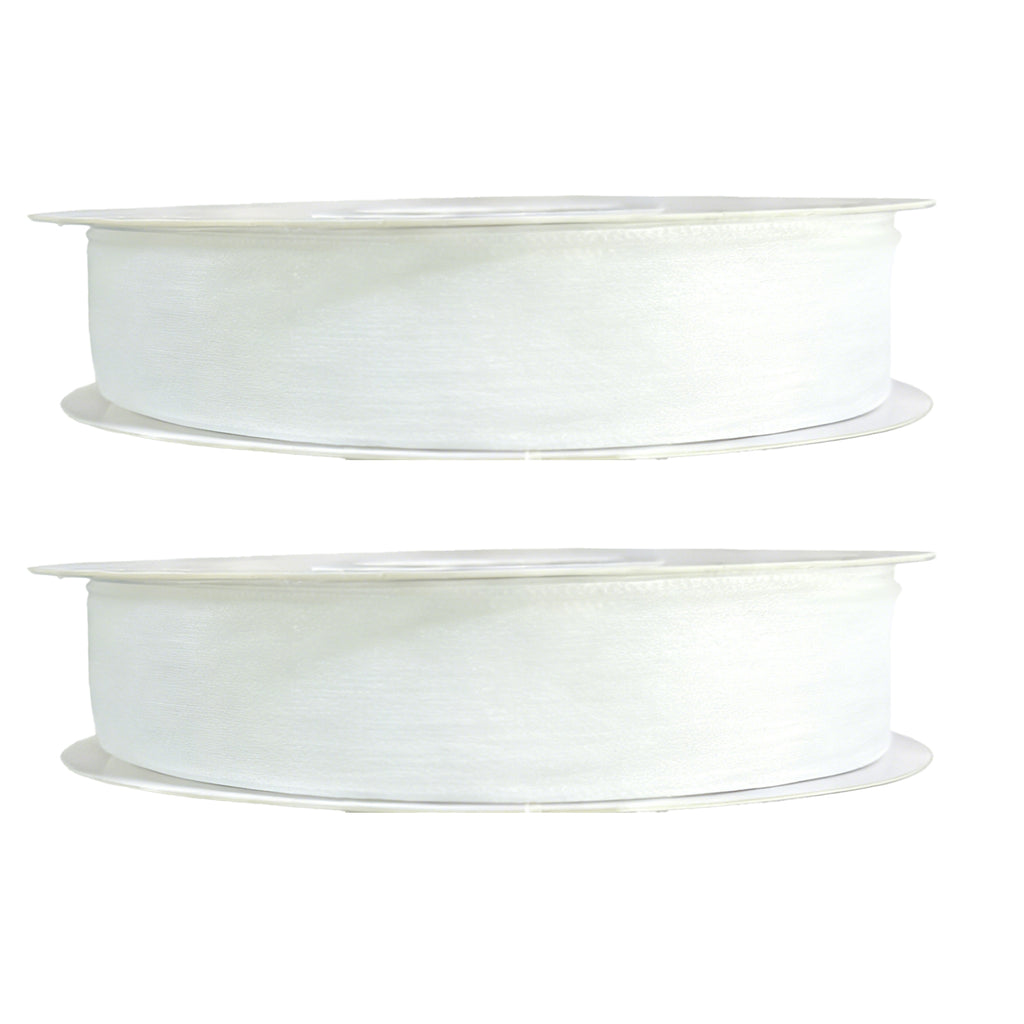 JU7CER Lot de 2 Princess Snow Rubans à Queue de Poisson en Tulle 2,5 cm x 18 m Noeud de Ruban en Soie Florale Tulle Ondulé Ruban en Soie Unie Matériau d'Emballage Cadeau Floral