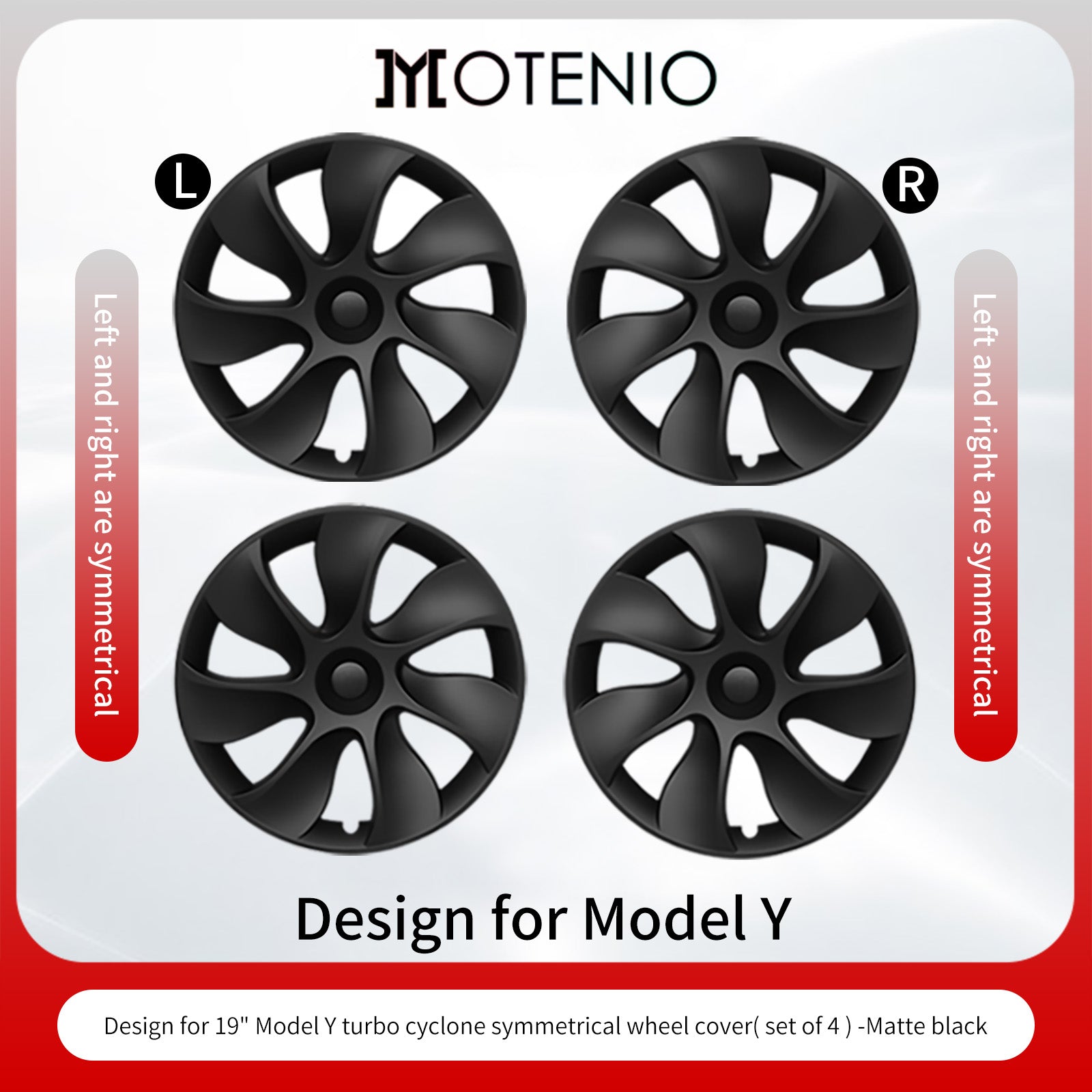 4PCS Cache Jante Premium Pour Tesla Model Y (2020-2024) 19 Pouces Cache Jantes Noir Mat Style Cyclone Couverture Complète Couverture Protectrice Exclusivement Pour Model Y (2020-2024)