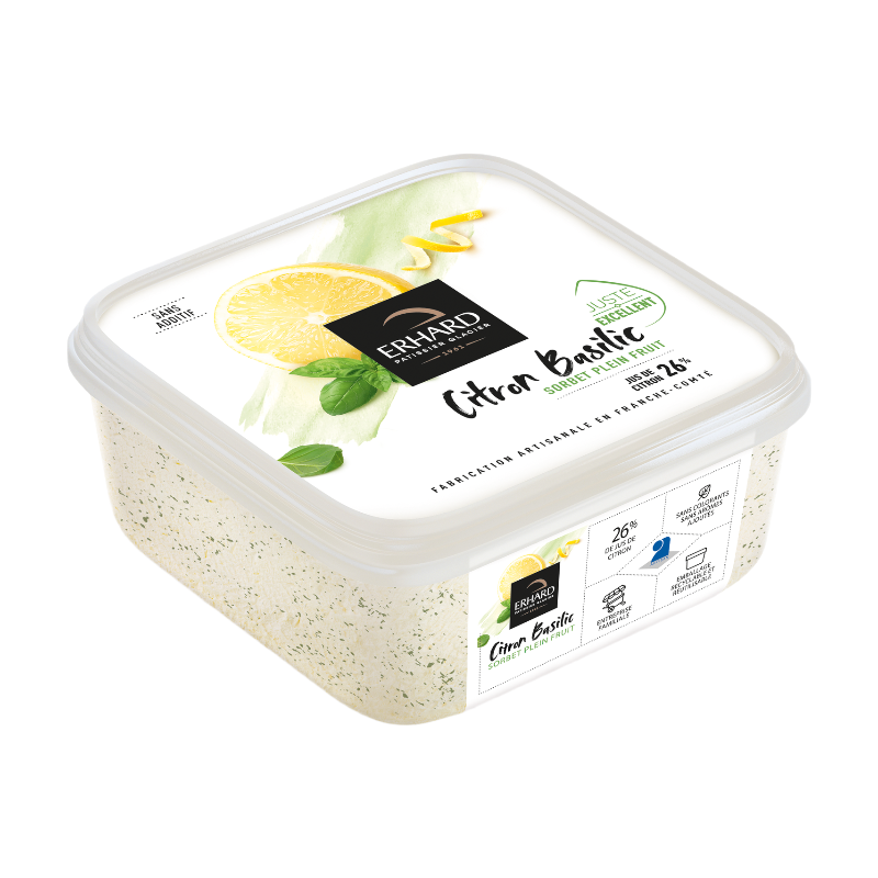 ERHARD Sorbet plein fruit citron basilic - 488 g