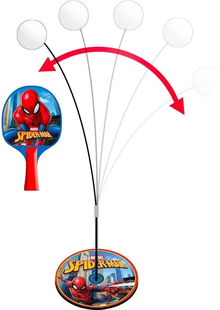Marvel Set d'apprentissage de ping-pong avec filet, balles et support d'entraînement flexible SPIDERMAN
