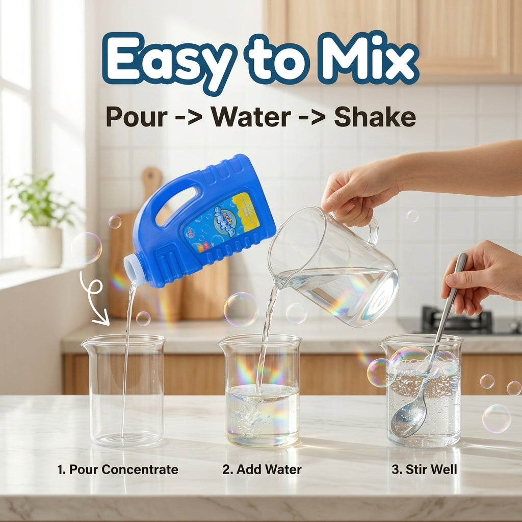 1000 ml Liquide à Bulles Concentré Recharge Universelle - Solution à Bulles Haute Capacité et Rendement Non Toxique Parfaite pour Pistolets à Bulles, Baguettes à Bulles Géantes