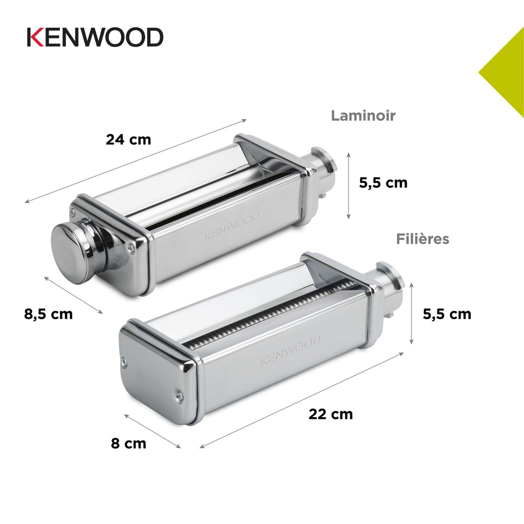 KENWOOD Accessoire Chef, Kit à pâtes (Lasagnes/Fettuccine/Spaghettis), MAX980ME, Argent