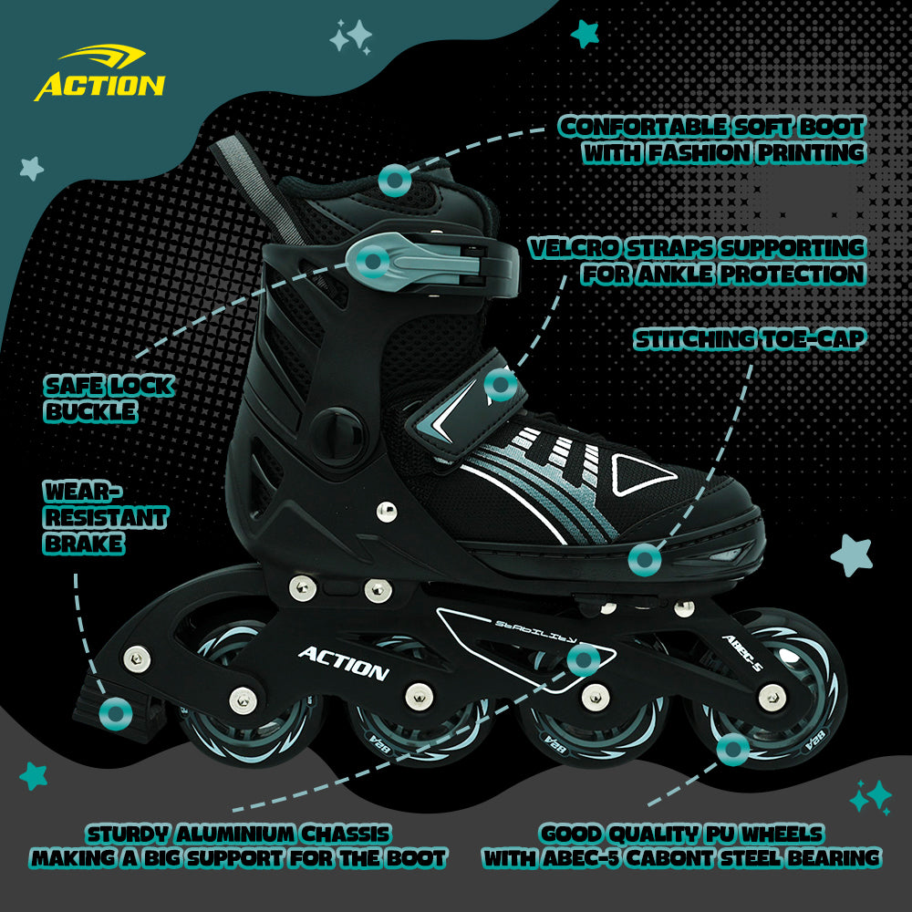 ACTION Patins à roulettes en ligne PW-132B-75 - XS