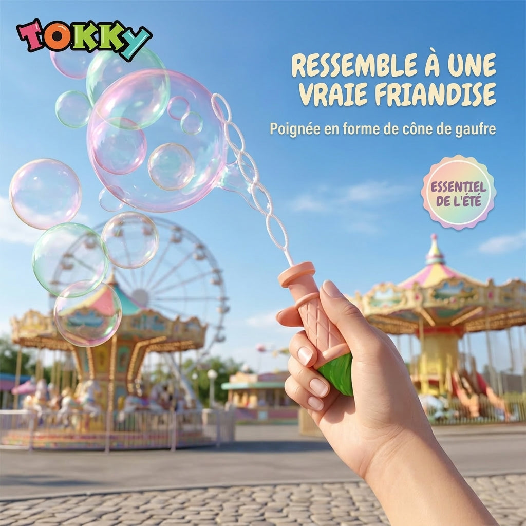 24 pièces Très grandes baguettes à bulles en forme de crème glacée Jouets pour enfants, 37,5 cm Extra Long et Extra 120 ml Solution à bulles étanche à 360 degrés