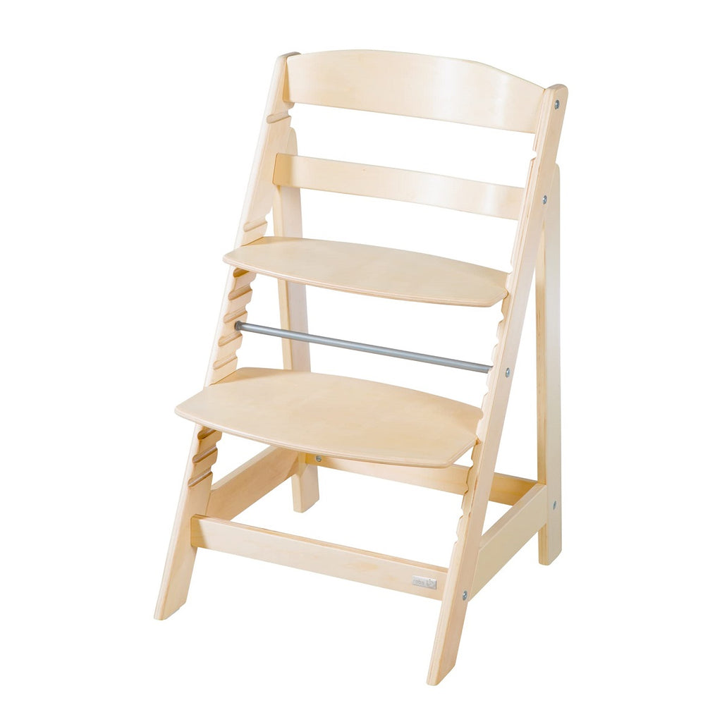 roba Born Up Chaise Haute de Croissance 2 en 1 avec Transat Bébé Inclinable Matelassé Gris (Bois Naturel / Effet Cuir Imperméable)