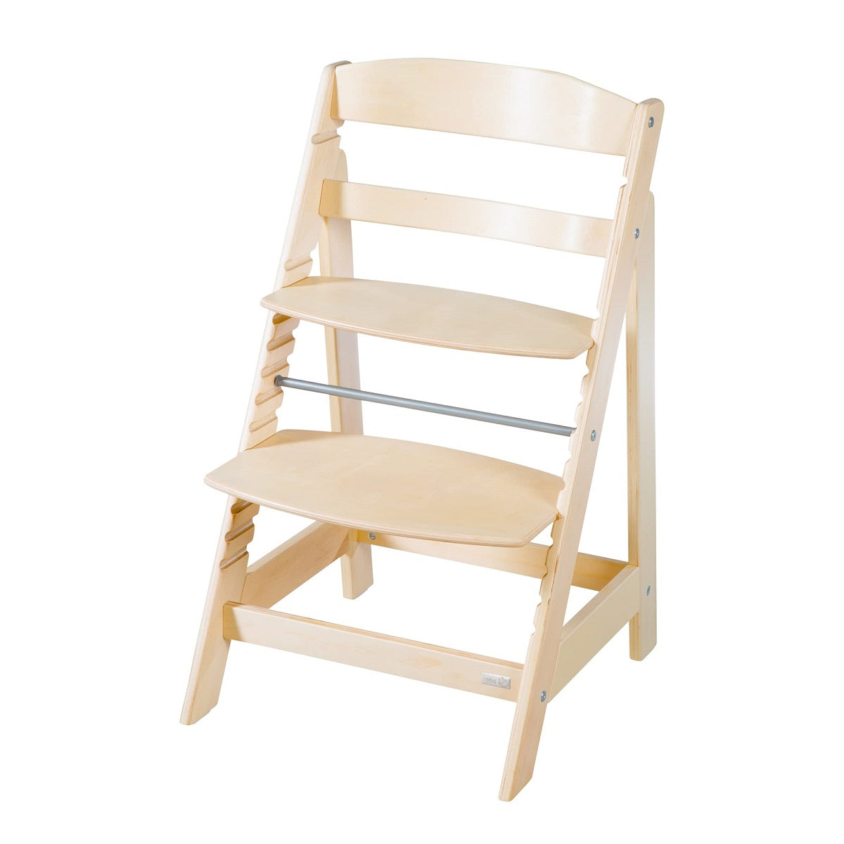 roba Born Up Chaise Haute de Croissance 2 en 1 avec Transat Bébé Inclinable Matelassé Gris (Bois Naturel / Effet Cuir Imperméable)