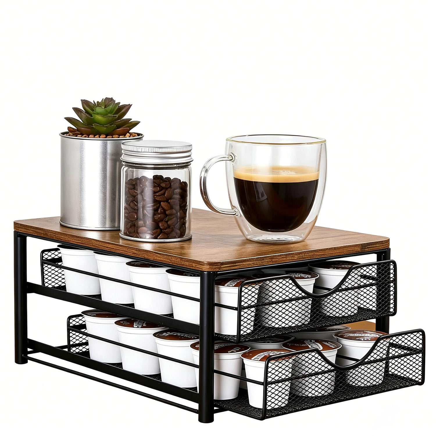 SRD Porte-capsules de café à 2 niveaux - Noir