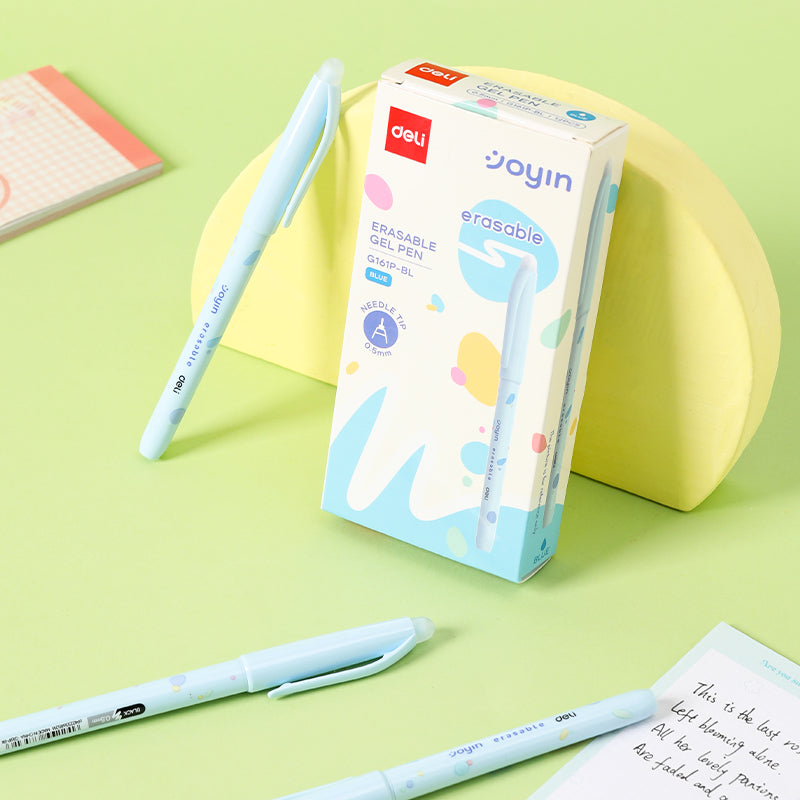 Deli Lot de 12 stylos gel effaçables 0,5 mm - Bleu