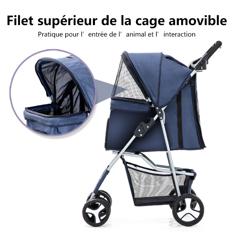 Poussette pour animaux de compagnie pliable à une main Blinkit, facile à plier, tissu Oxford 600D, fenêtres multi-faces, panier de rangement extra-large, super porteur DTC-804