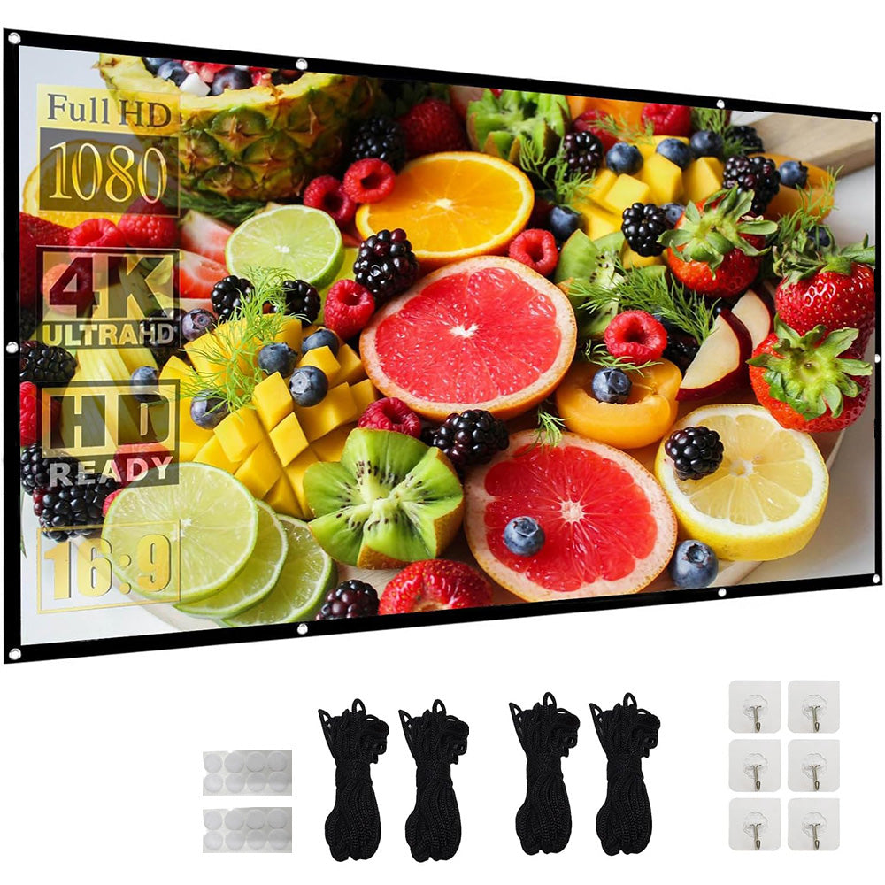 XBJ Écran de projection 120 pouces 16:9 | Écran de projection double face pliable anti-froissement HD 4K portable, angle de vision large de 160°