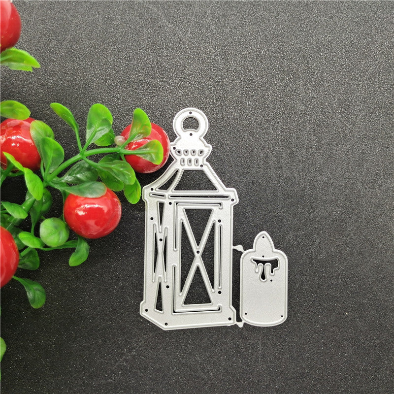 WhereHike Matrices de découpe en métal argentées motif lampe ajourée Pochoir d’embossage Modèle de scrapbooking pour cartes d’anniversaire et album Découpe et embossage Découpes de scrapbooking