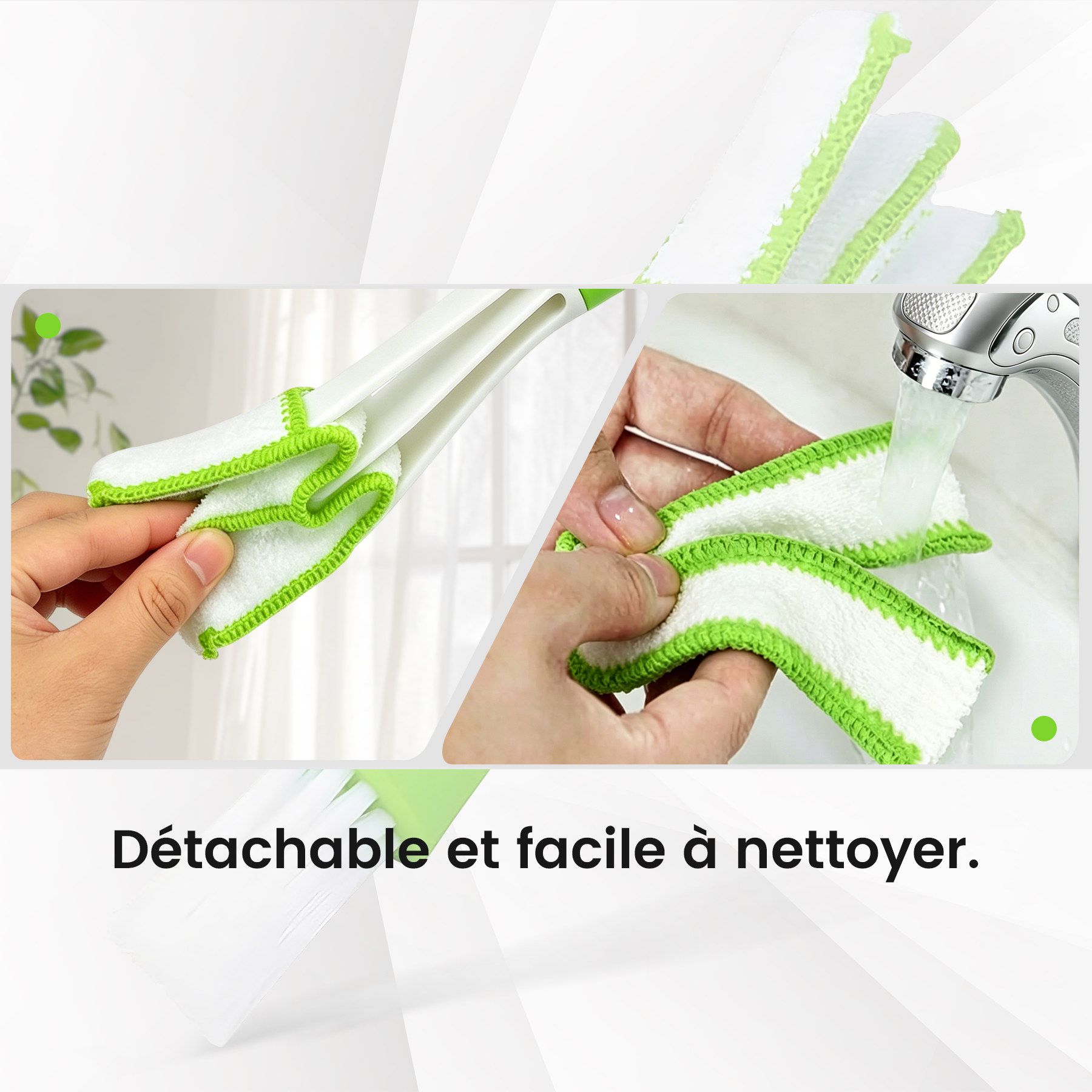 Brosse de nettoyage de grille d’aération verte, Brosse de climatisation auto avec microfibre, Détachable et lavable, Brosse multifonction pour intérieur de voiture, clavier et stores, 1 pièce