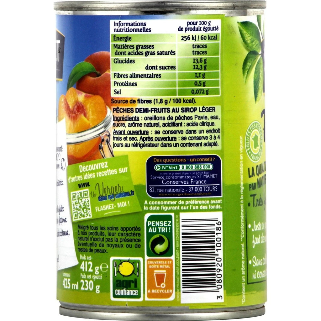 St Mamet Demi-pêches au sirop léger 230 g poids égoutté