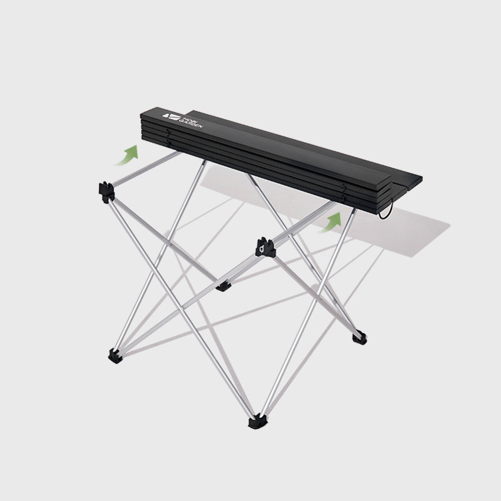 Mobi Garden, Table de camping pliante carrée, Ensemble de table de repas d'extérieur portable en alliage d'aluminium, Noir, Légère, Format d'emballage compact
