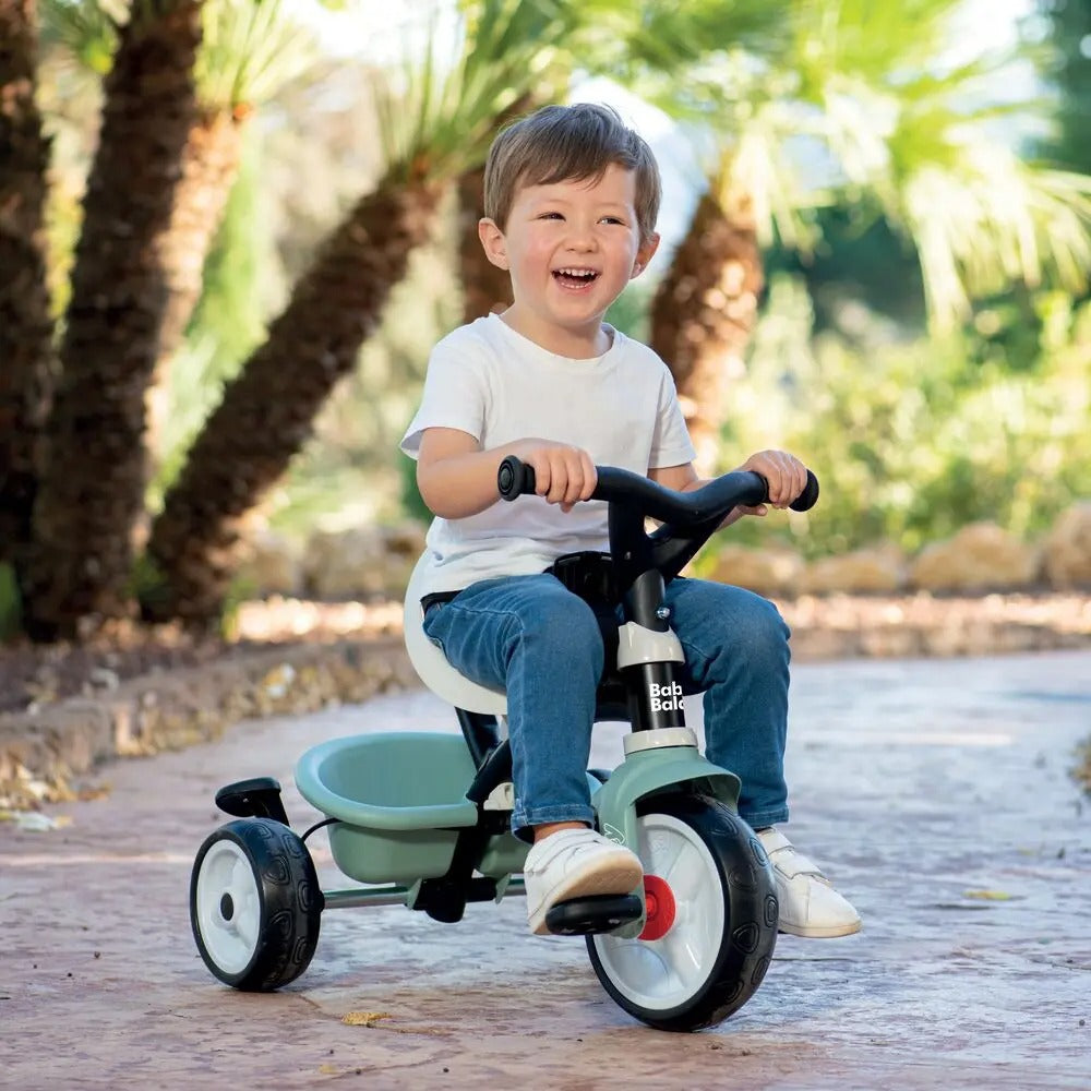Smoby Life - Tricycle Baby Balade - Evolutif 3 en 1 - Poignée Parentale Réglable - Frein de Parking - Pare Soleil Anti-UV - Matière Recyclée - A Partir de 10 Mois Jusqu'à 3 Ans - Fabrication Espagnole