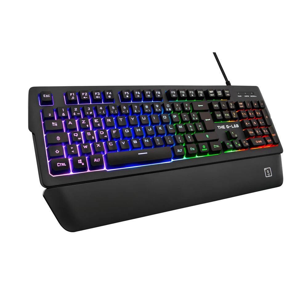 THE G-LAB Keyz Palladium Clavier Gaming Membrane Filaire RGB Taille Complète - AZERTY - Noir