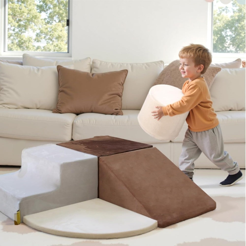 Blocs de construction en mousse pour enfants BanaSuper, blocs de construction en mousse XXL, certifiés EN71, jouet Montessori pour enfants, coque lavable pour le plaisir en intérieur, coffret de jeu en mousse douce pour bébé (Gris café)