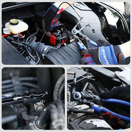 WORKPRO Pince à Collier de Serrage Flexible à Longue Portée, Pince à Collier de Serrage Flexible Type Câble 67 cm Outils de Réparation et d'Entretien Automobile pour Tuyaux de