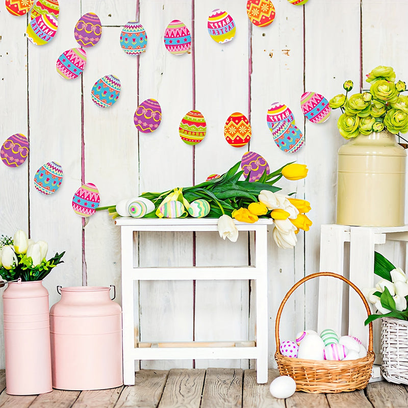 Yuejia 2 pièces, guirlande d'œufs de Pâques 9,8 pieds/3 m, bannière de décoration de Pâques, décoration de fête de Pâques, guirlande de printemps