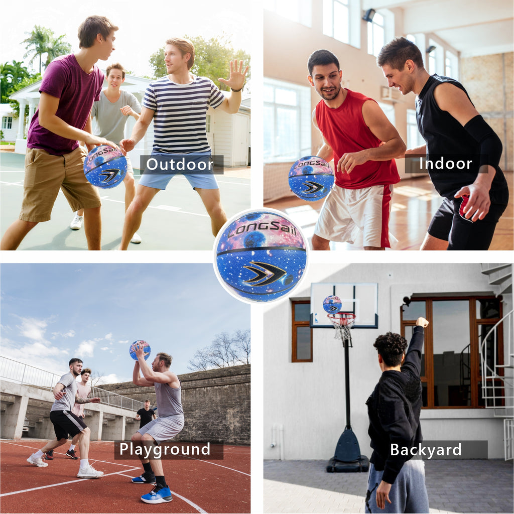 LONGSAIL Ballon de basketball en cuir composé/microfibre premium taille 7 – Sky Blue