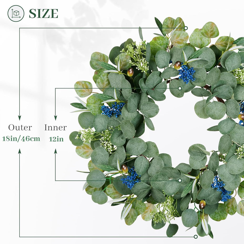 DDHS Couronne d'olivier et d'eucalyptus 18 pouces - 1 pièce