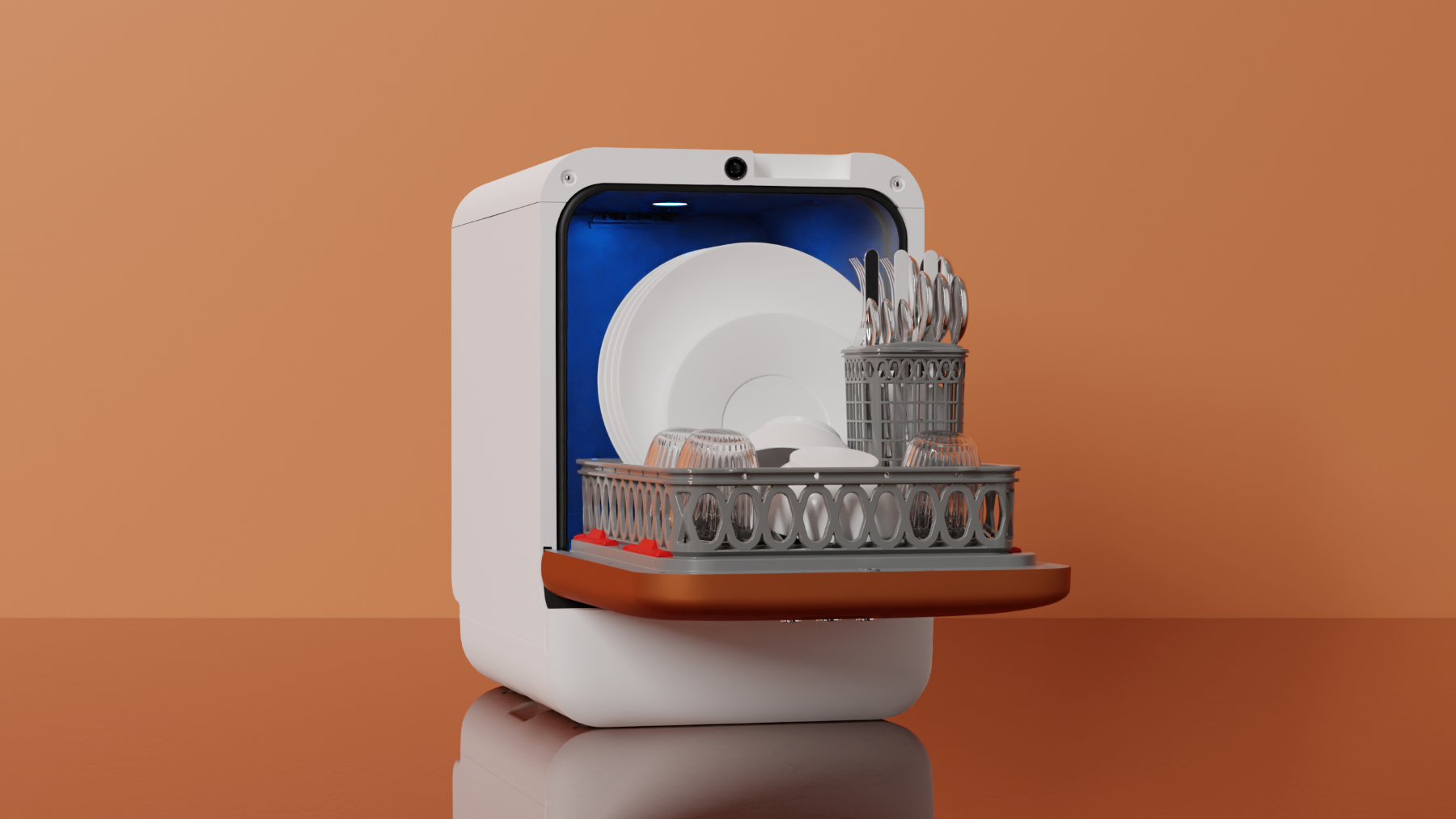 Bob Lave-vaisselle compact écologique avec pack toutes options - Blanc/Cuivre