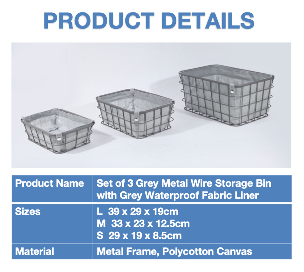 KEVAHOME panier de rangement en maille métallique gris taille S/lot de 3 doublure intérieure grise 15.5×11.5×7.5 pouces 13×9×5 pouces 11.5×7.5×3.5 pouces promotion du Nouvel An