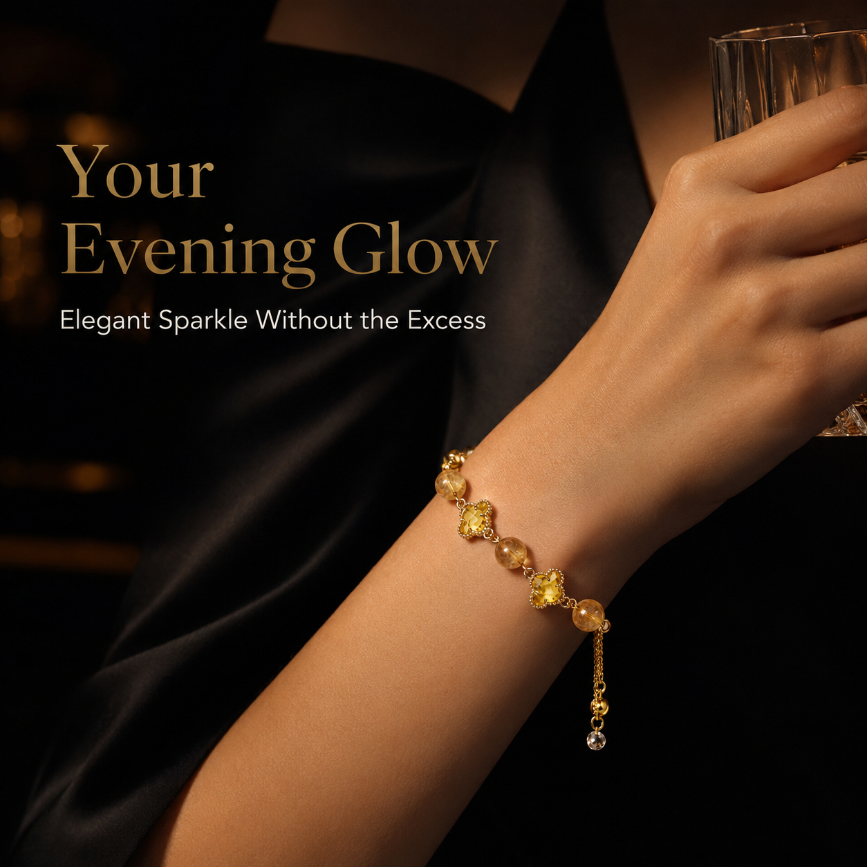 VoxorAI L8 Bracelet en cristal, bracelet en quartz jaune naturel transparent comme de la glace, bracelet porte-bonheur feng shui, original fait main à faire soi-même