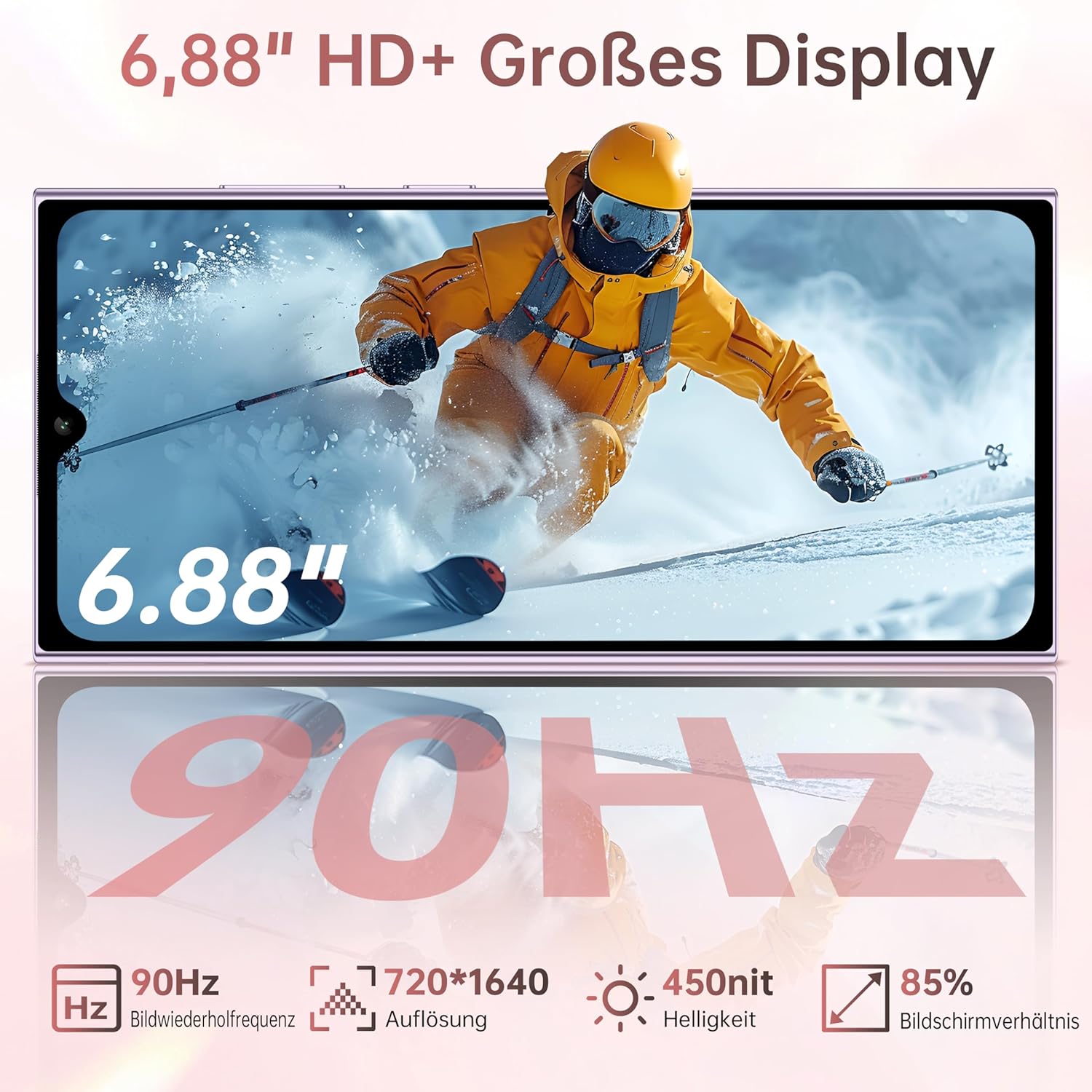OUKITEL C62 Smartphone 6,88 pouces Batterie 5150 mAh Corps ultra-fin 9,5 mm (4 Go + 128 Go) Violet Double SIM