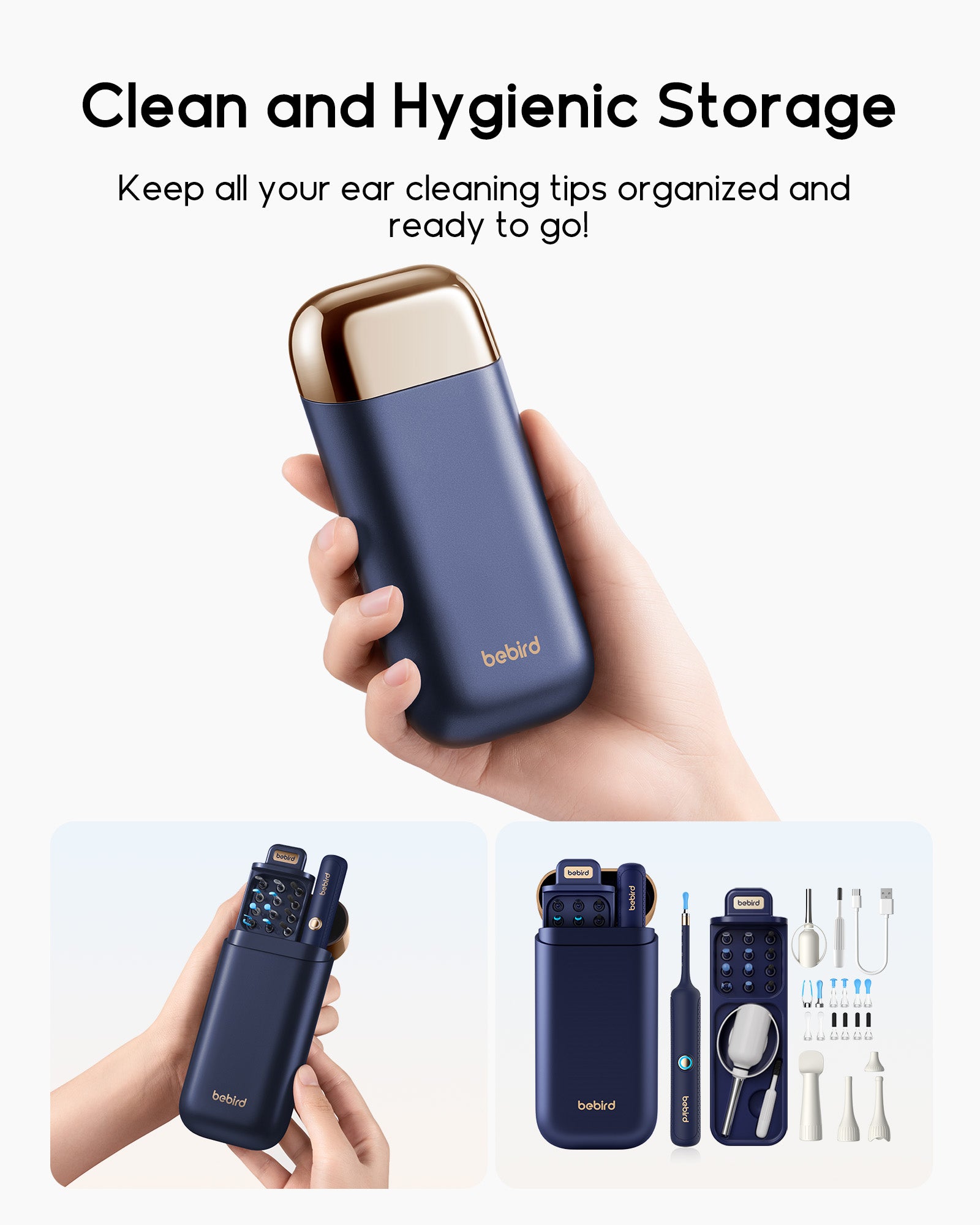 bebird Kit otoscope de nettoyage des oreilles avec caméra FHD flexible et pinces, pour examen des oreilles, du nez et de la gorge, embouts variés pour adultes et enfants