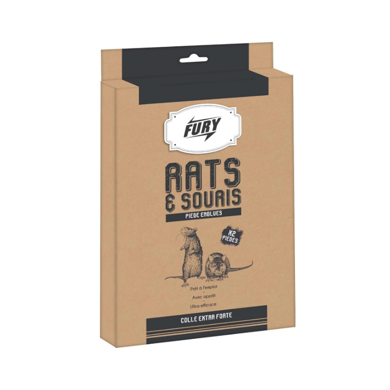 FURY Pièges collants rats et souris plaques de glu appâtées 2 plaques