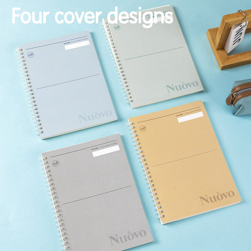 Deli Carnet à spirale, A5 (148 x 210 mm), 60 feuilles/120 pages, 70 g/m² - Parfait pour les étudiants, le bureau et le journaling, Série de couleurs unies, Lot de 4