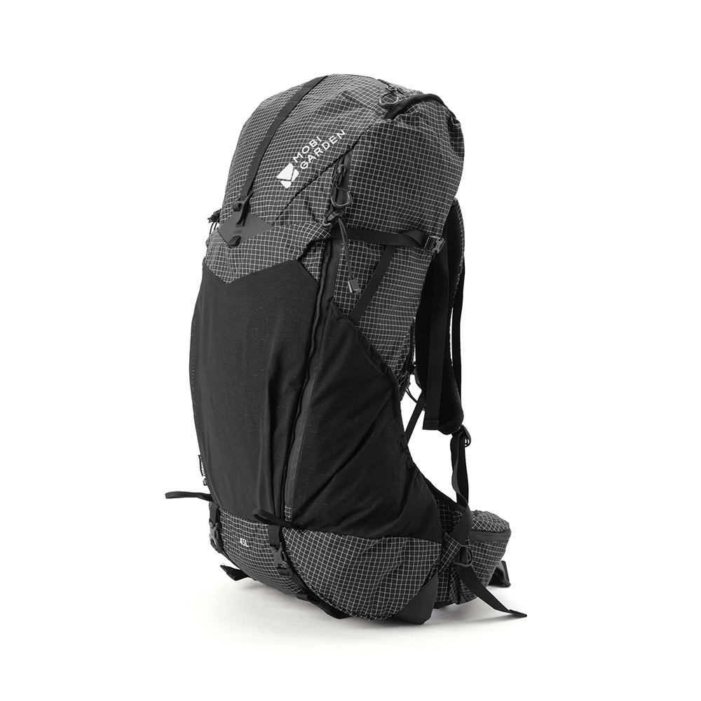 Mobi Garden, sac à dos Phantom Pro 3D Dyneema 45 L, sac à dos de randonnée ultraléger, sac de trekking à grande capacité, noir, structure ultralégère et stable avec respirabilité améliorée