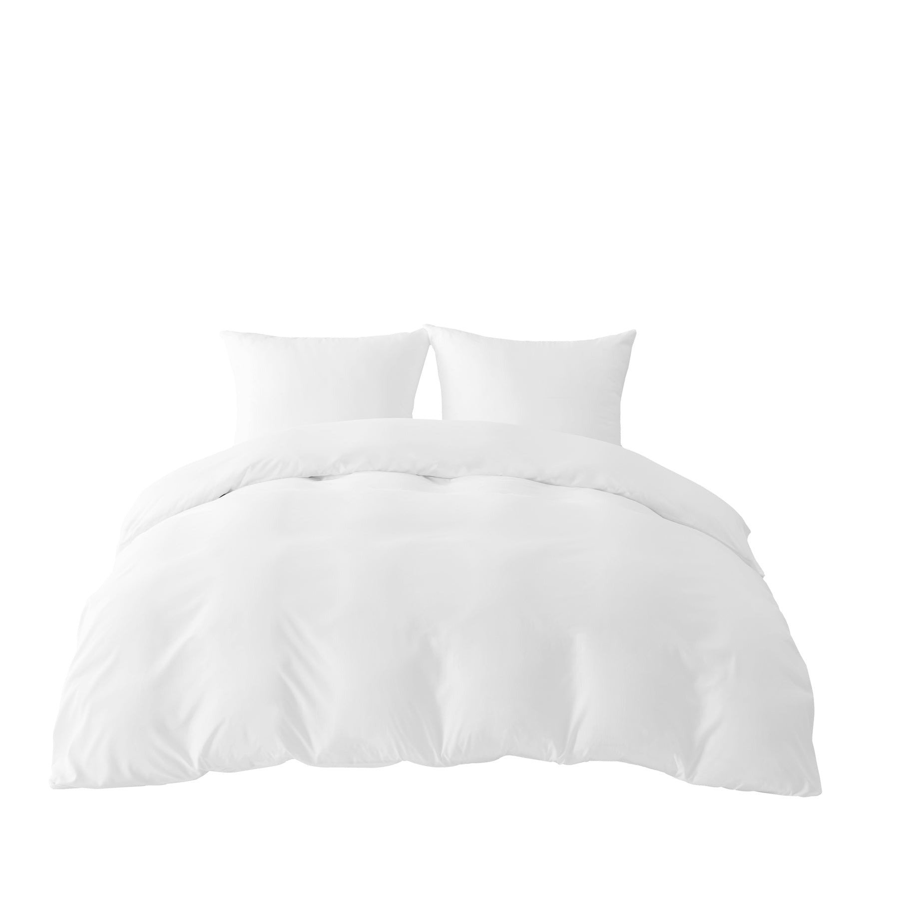 Parure de lit 4 pièces - 135 x 200 cm - Blanc - Avec 2 taies d'oreiller de 80 x 80 cm - En microfibre avec fermeture éclair, 90 % polyester