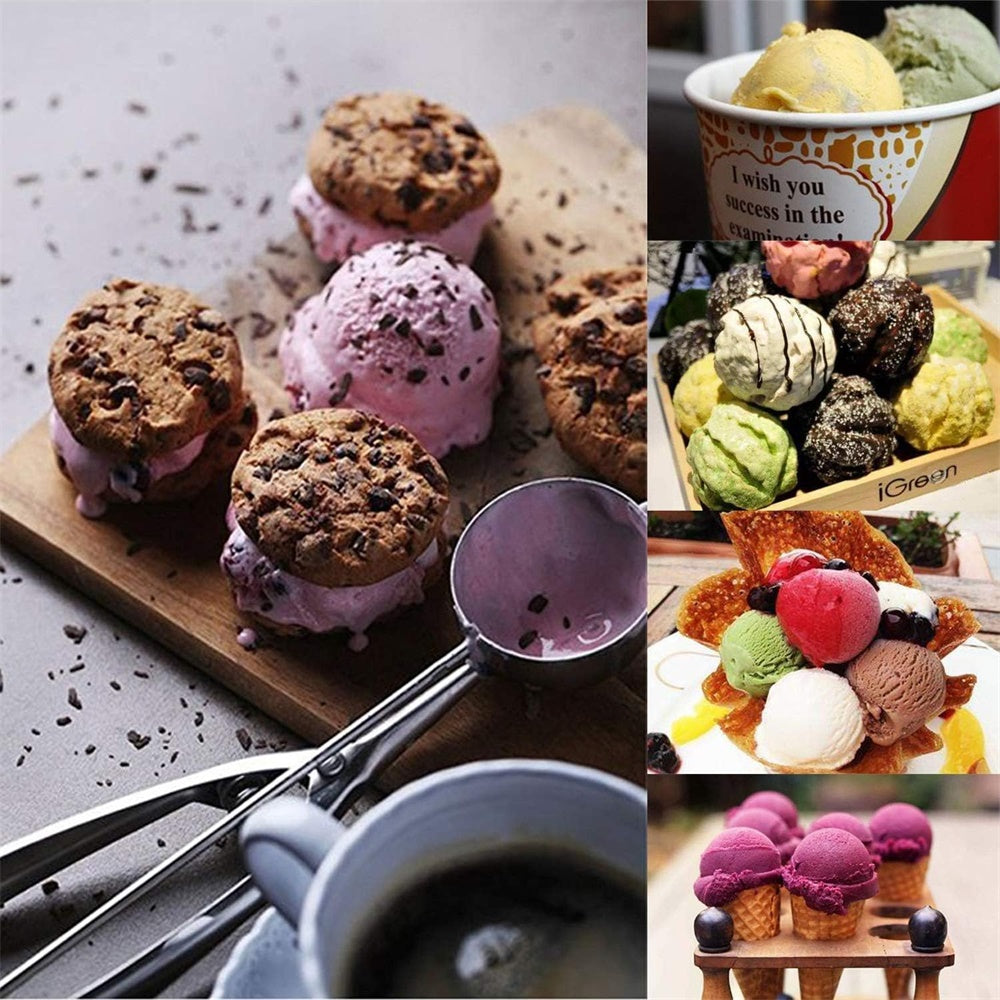 Huacan Lot de 3 cuillères à glace en acier inoxydable