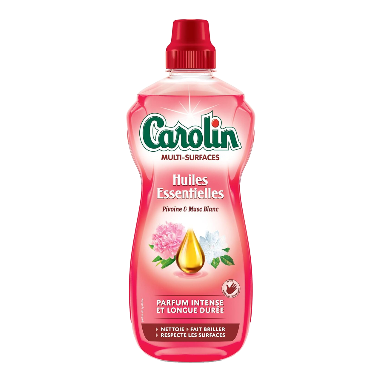 Carolin Nettoyant Multi-Surfaces aux Huiles Essentielles, Sans Rinçage, Pivoine & Musc Blanc, 1 L