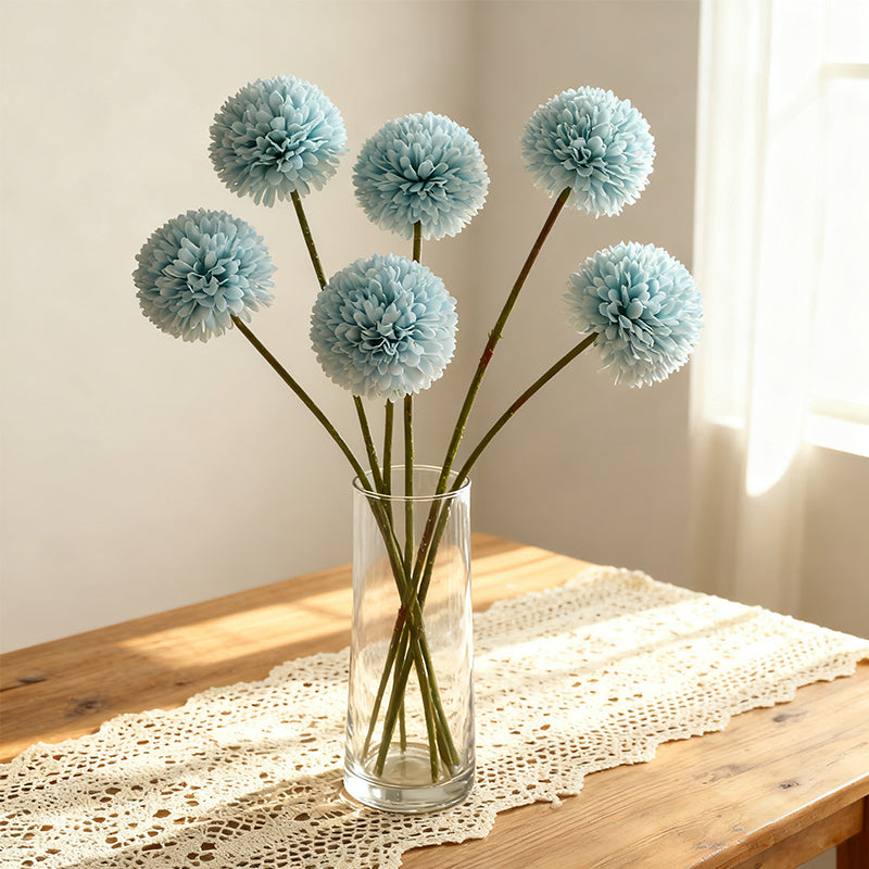 Wei's moment 6 pcs Fleurs artificielles Hydrangée artificielle Décoration pour vase de mariage Bleu