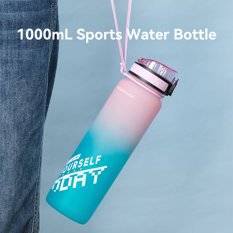 JORDAN & JUDY Gourde de sport en Tritan avec poignée 1000 ml - Rose ombré