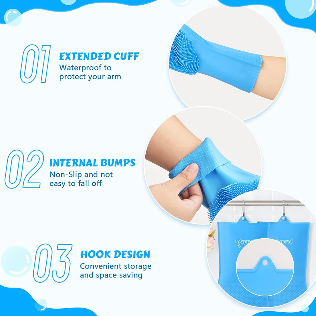 Pecute Gants de toilettage pour animaux, Résistants à la chaleur, Gants de bain et de massage à cinq doigts en silicone pour chiens et chats, Picots haute densité