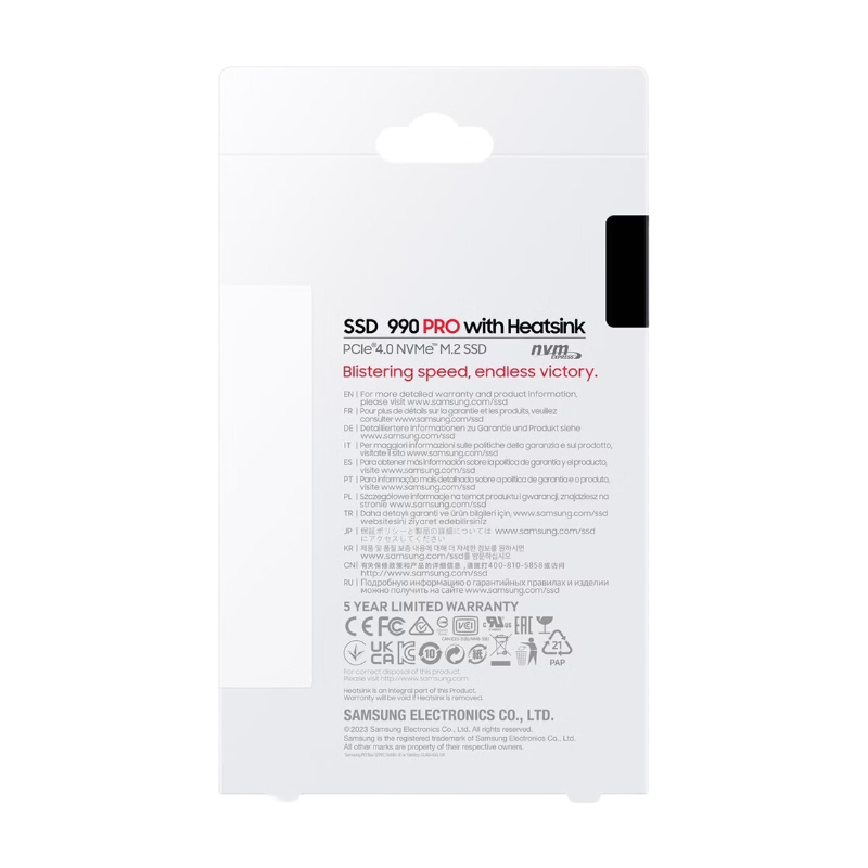 Samsung SSD PCIe G4 M.2 NVMe 1 To avec dissipateur thermique 990 PRO MZ-V9P1T0GW