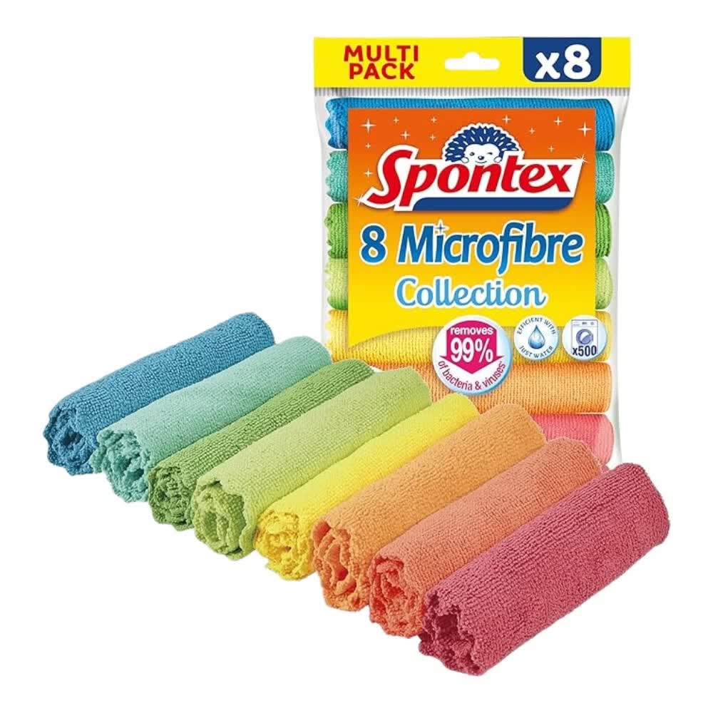 SPONTEX Chiffons microfibre multi-usages super absorbants 30 x 30 cm 8 chiffons