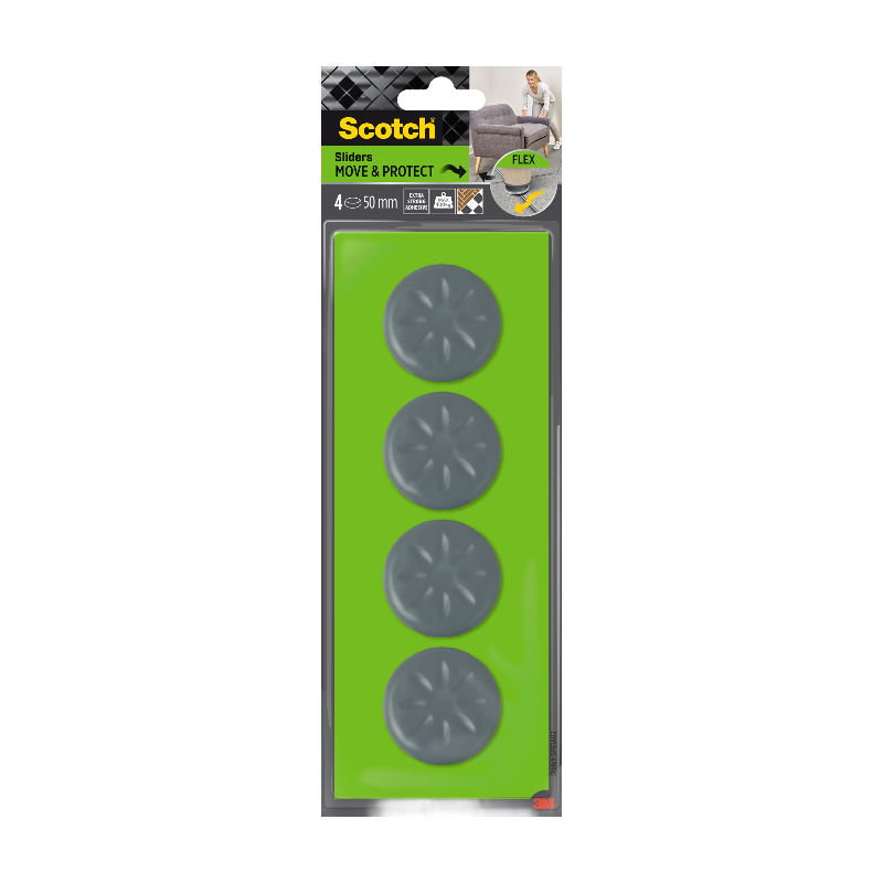 Scotch® Patin glisseur tout terrain adhésif Gris métal Ø 50 mm