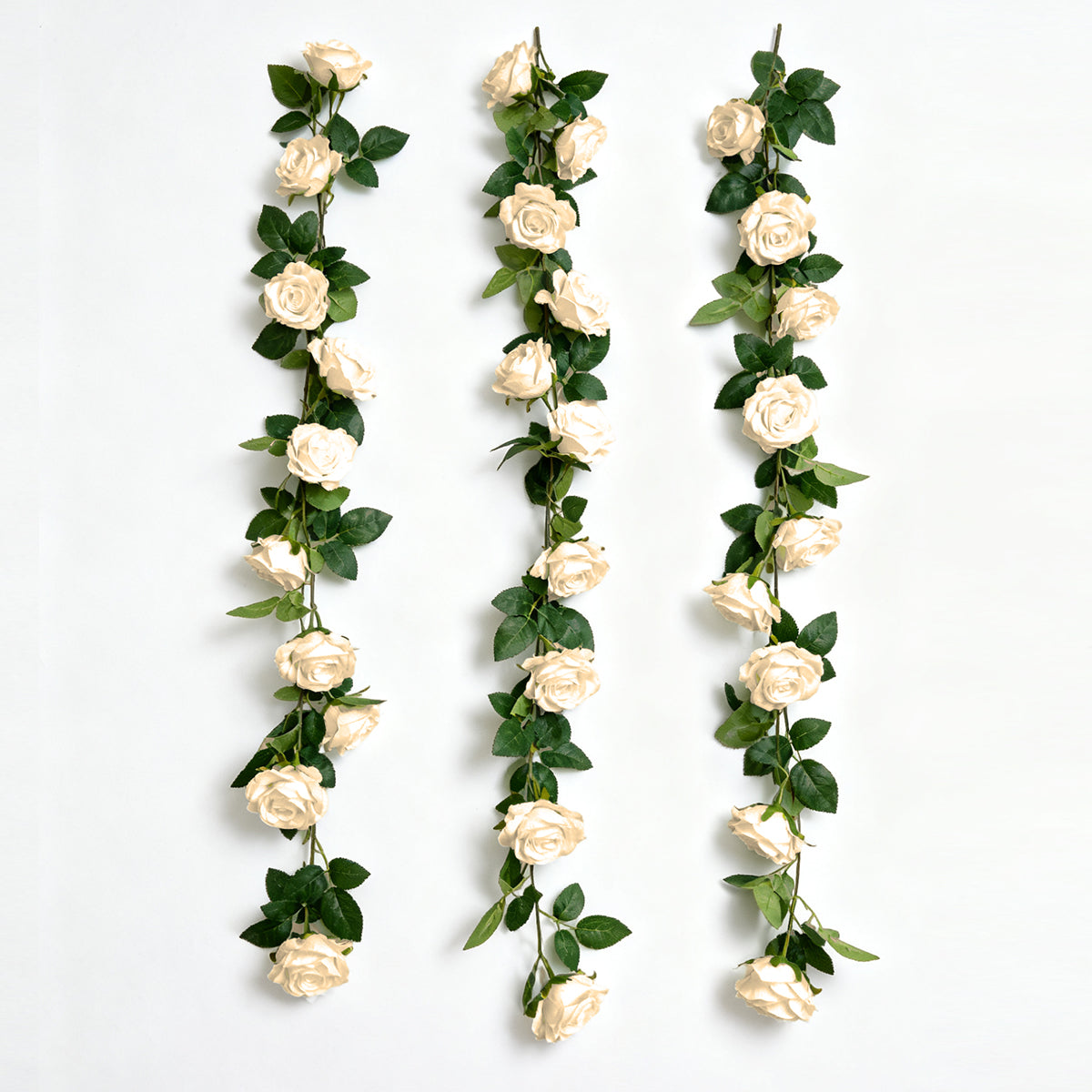 Wei's moment Lot de 3 (2 mètres) Guirlande de fleurs artificielles Guirlande de pivoines champagne Guirlande de fleurs artificielles Guirlande de roses Guirlande de fleurs en soie