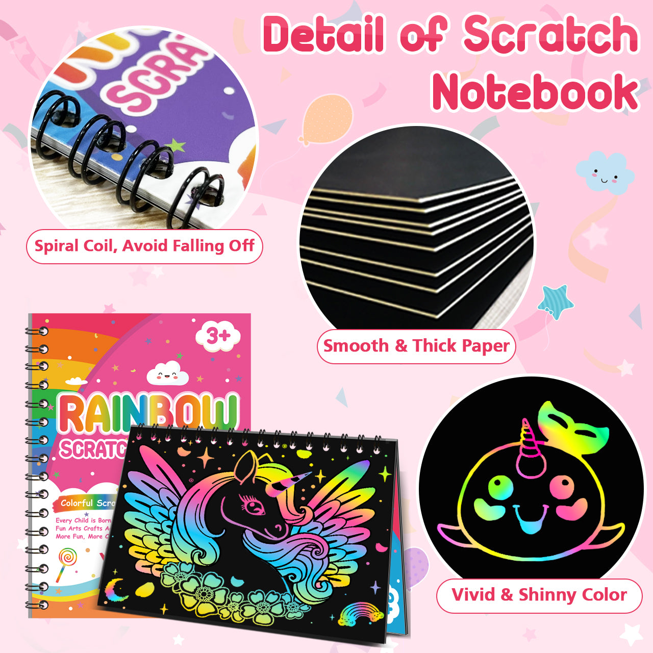 Rainbow Kit de carnets d'art par gommage Arc-en-ciel Lot de 24