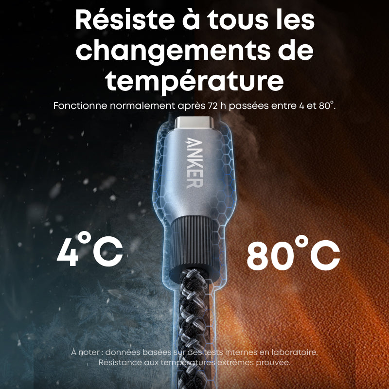 Anker Prime Câble USB-C vers USB-C tressé recyclé, 240 W, 180 cm