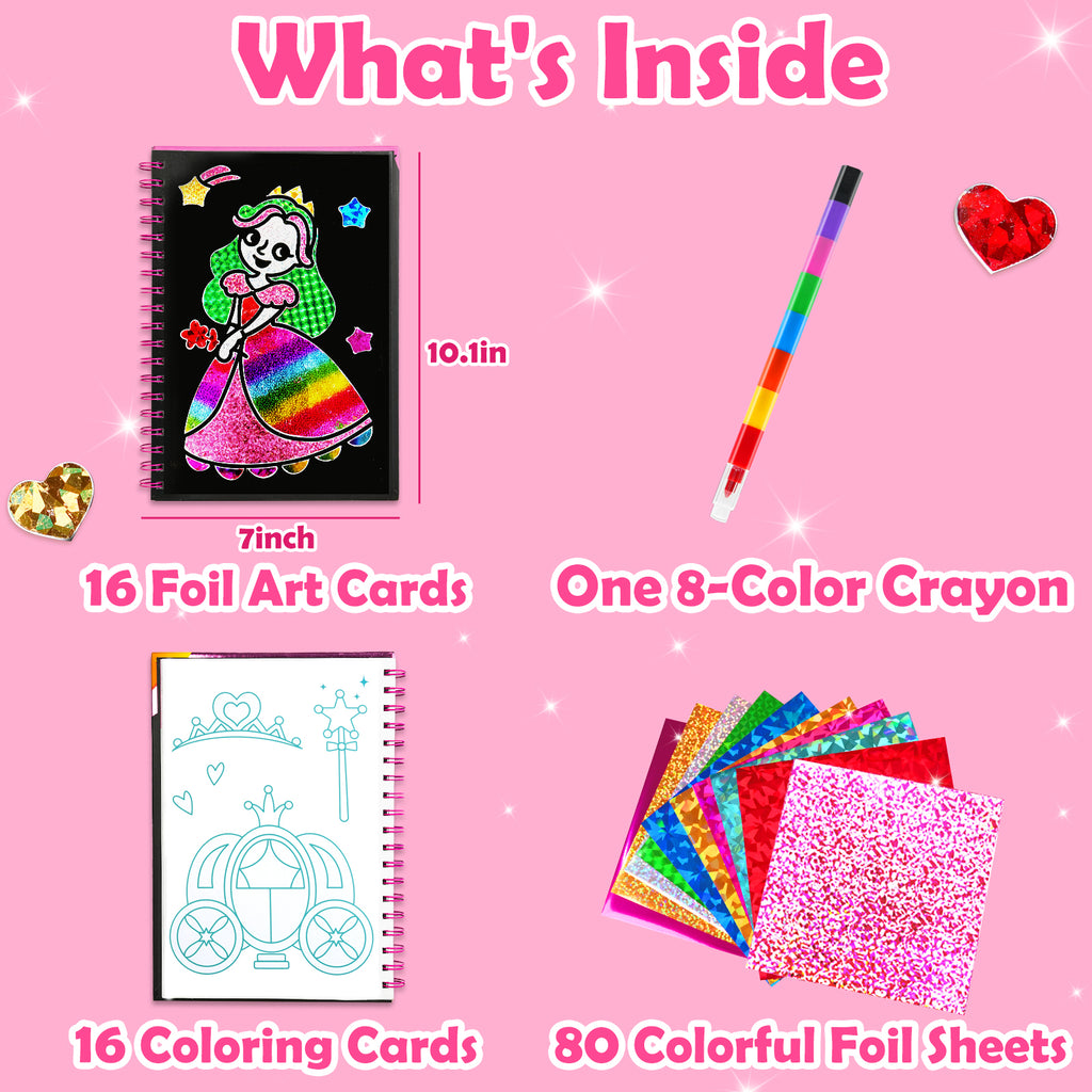 Kit de Loisirs Créatifs Art de la Feuille Série Princesse, 1 Set, Activité DIY Sans Salissure, Jouet de Voyage, Cadeau d'Anniversaire pour Enfants 4-9 Ans