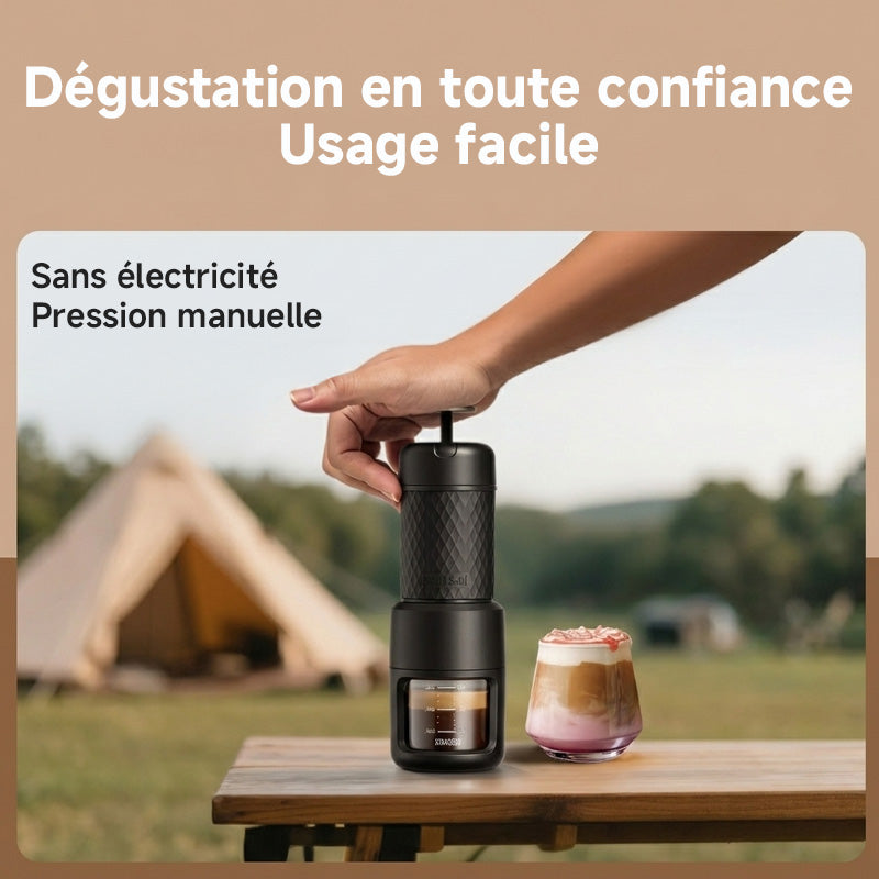 STARESSO Ensemble machine à espresso portable manuelle et moulin à café à meules avec sac de transport pour voyage, camping et randonnée